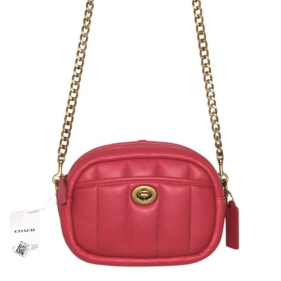 Coach Quilted Leather Camera Bag Watermelon Pink NWT - Picture 3 of 5